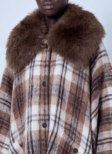 LN-CC® - Moncler Grenoble: Shearling Collar Mohair, Alpaca & Wool Blend Cape - Brown Moncler Grenoble Shearling Collar Mohair, Alpaca & Wool Blend Cape Brown mog0265023