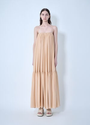 Chloé Silk Long Dress Beige chl0263050