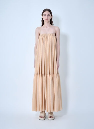 Chloé Silk Long Dress Beige chl0263050
