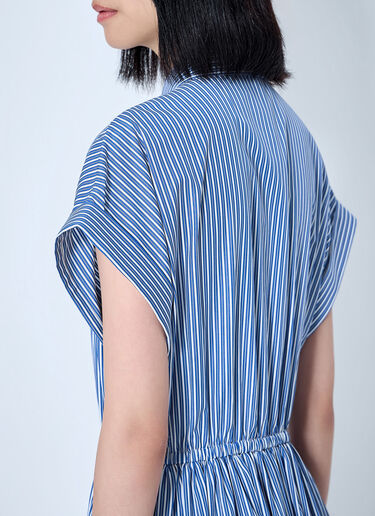 LN-CC® - Miu Miu: Vertical Stripe Poplin Midi Dress - Light Blue Miu Miu Vertical Stripe Poplin Midi Dress Light Blue miu0265003