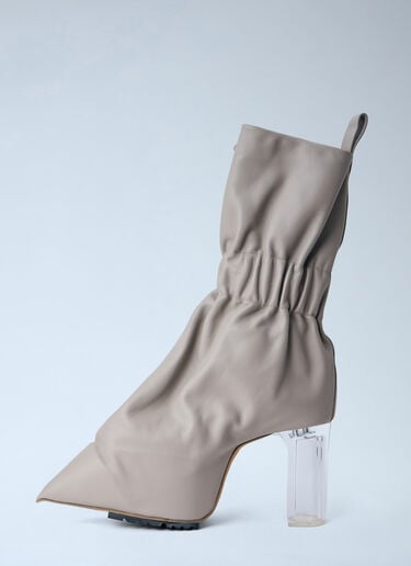 Rick Owens Taquito Gathered Leather Ankle Boots Grey ric0264016