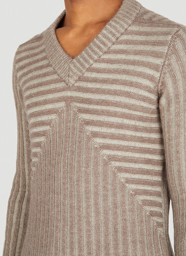 Rick Owens Ribbed V-Neck Sweater Brown ric0149024