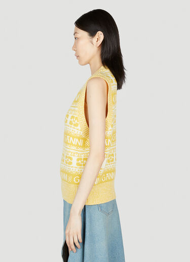 GANNI Logo Sweater Vest Yellow gan0253002