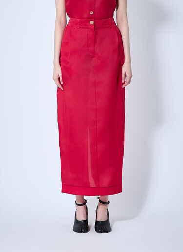 Khaite Lucian Silk Organza Maxi Skirt Red kha0260004