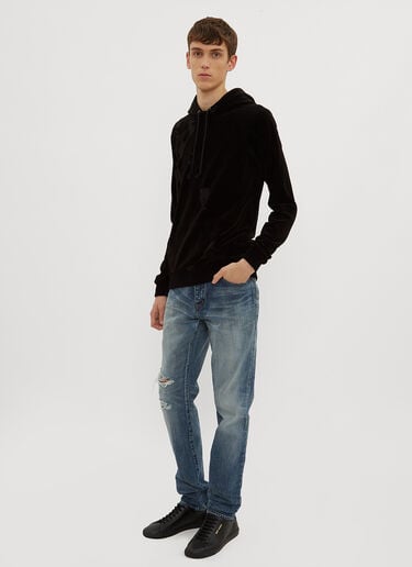Hooded Burnt Out Velvet Sweater Saint Laurent Hooded Burnt Out Velvet Sweater Black sla0134006