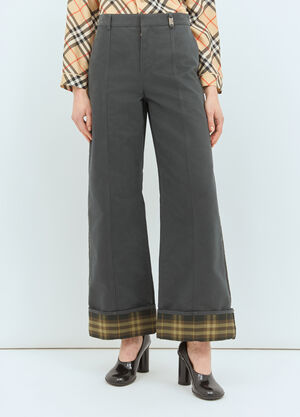 Burberry Check Cuffs Pants Grey bur0258004
