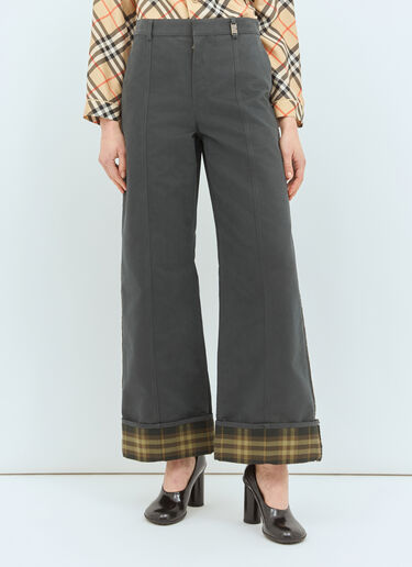 Burberry Check Cuffs Pants Grey bur0258004