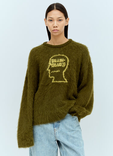 Brain Dead Logo Head Knit Sweater Green bra0355001