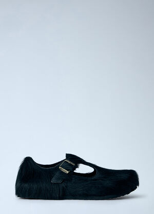 Birkenstock 1774 x SFTM Paris The Rebel Fur Slip Ons Black brs0265006