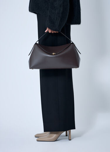 TOTEME T-Lock Leather Top-Handle Bag Brown tot0263078