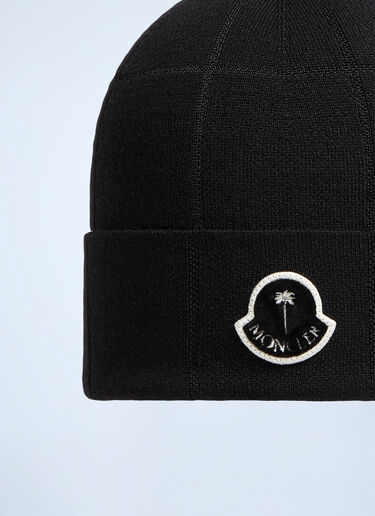 8 Moncler Palm Angels Logo Patch Beanie Hat Black mpa0359007