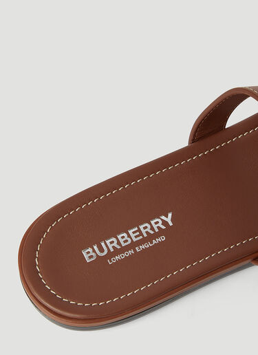 Burberry 帆布和皮革拖鞋 棕 bur0245072