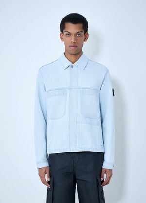 Stone Island Denim Biker Jacket Blue sto0164034