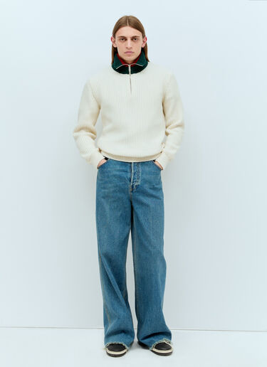 Wool Knit Web Sweater Gucci Wool Knit Web Sweater Cream guc0155026