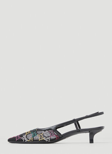 Gucci GG Embellished Kitten Heels Black guc0253107