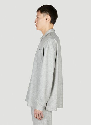 LN-CC® - Saintwoods: Long Sleeve Knit Polo Top - Grey Saintwoods Long Sleeve Knit Polo Top Grey swo0151007