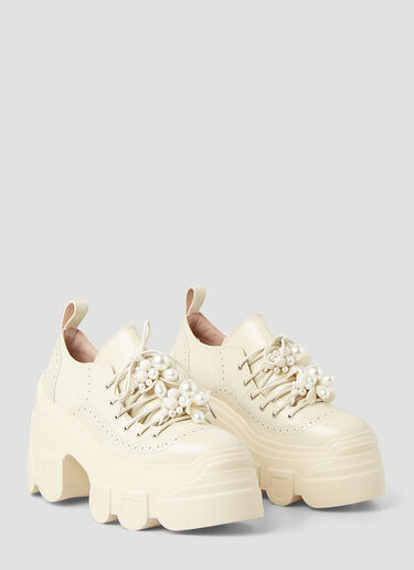 Simone Rocha Pearl Embellished Platform Shoes  Beige sra0246020