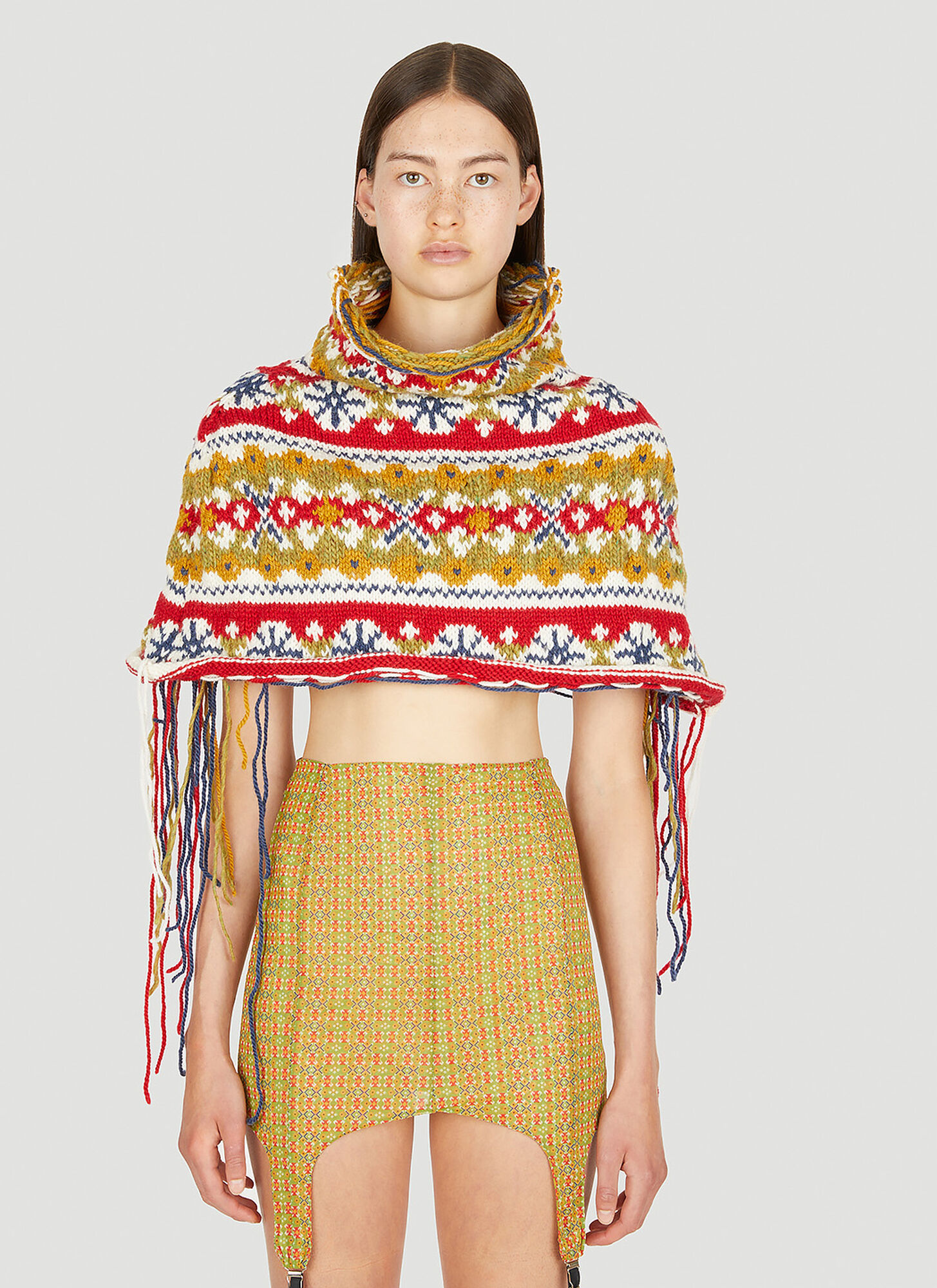 Louise Lyngh Bjerregaard Folklore Knit Cape In Multicolour