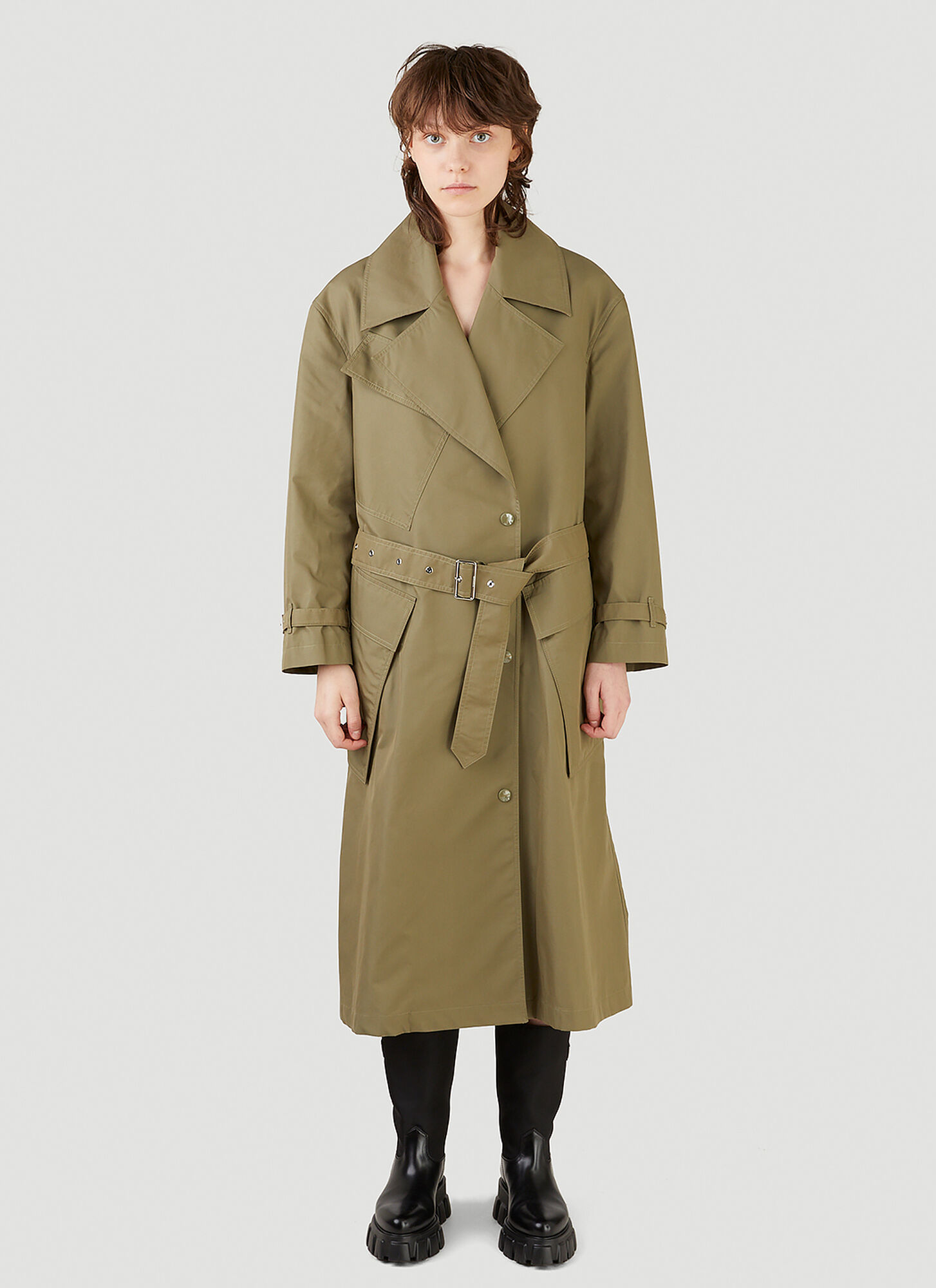 Burberry Oversized Trench Coat In Green