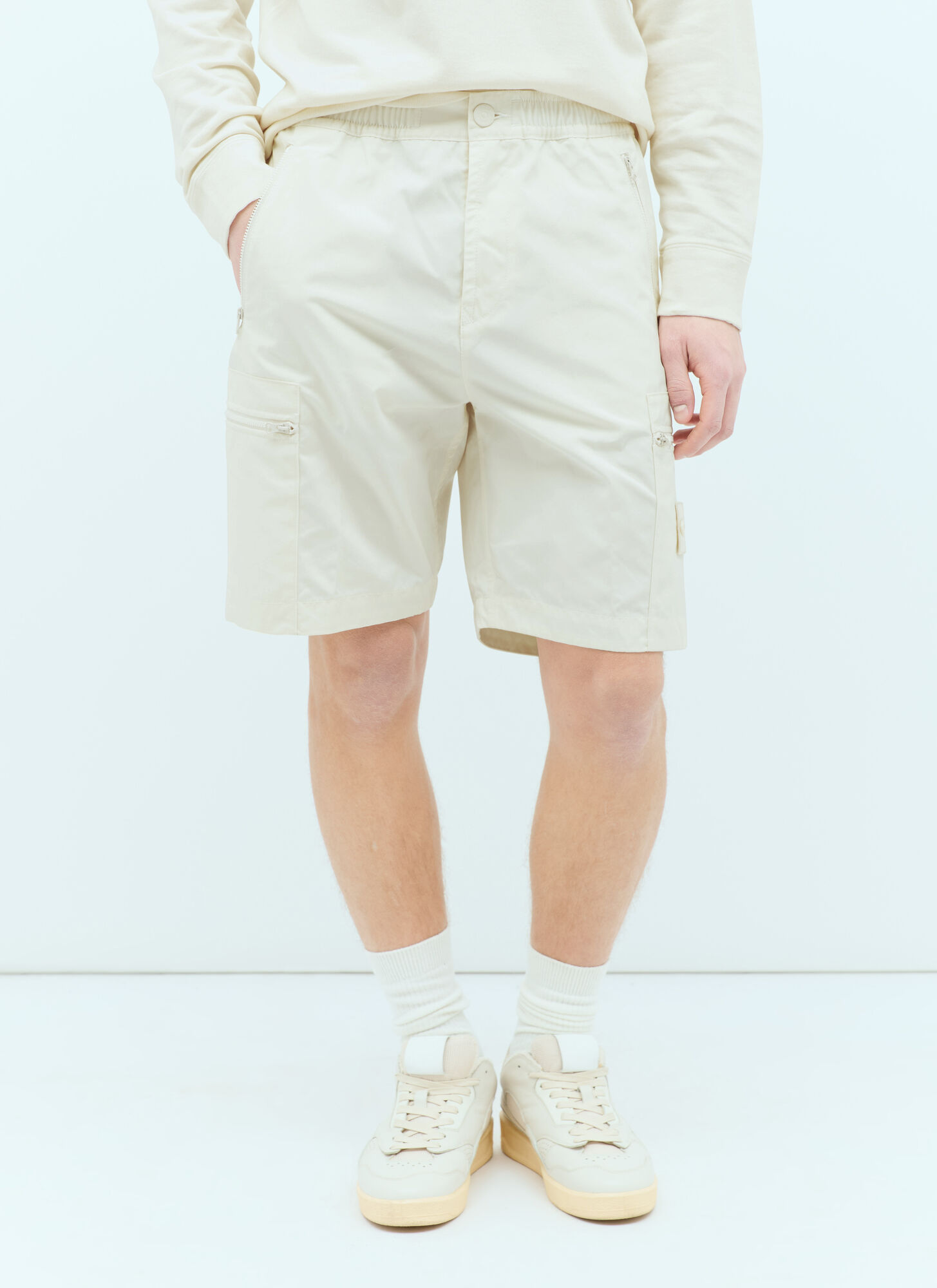 Shop Stone Island Ghost Shorts In White