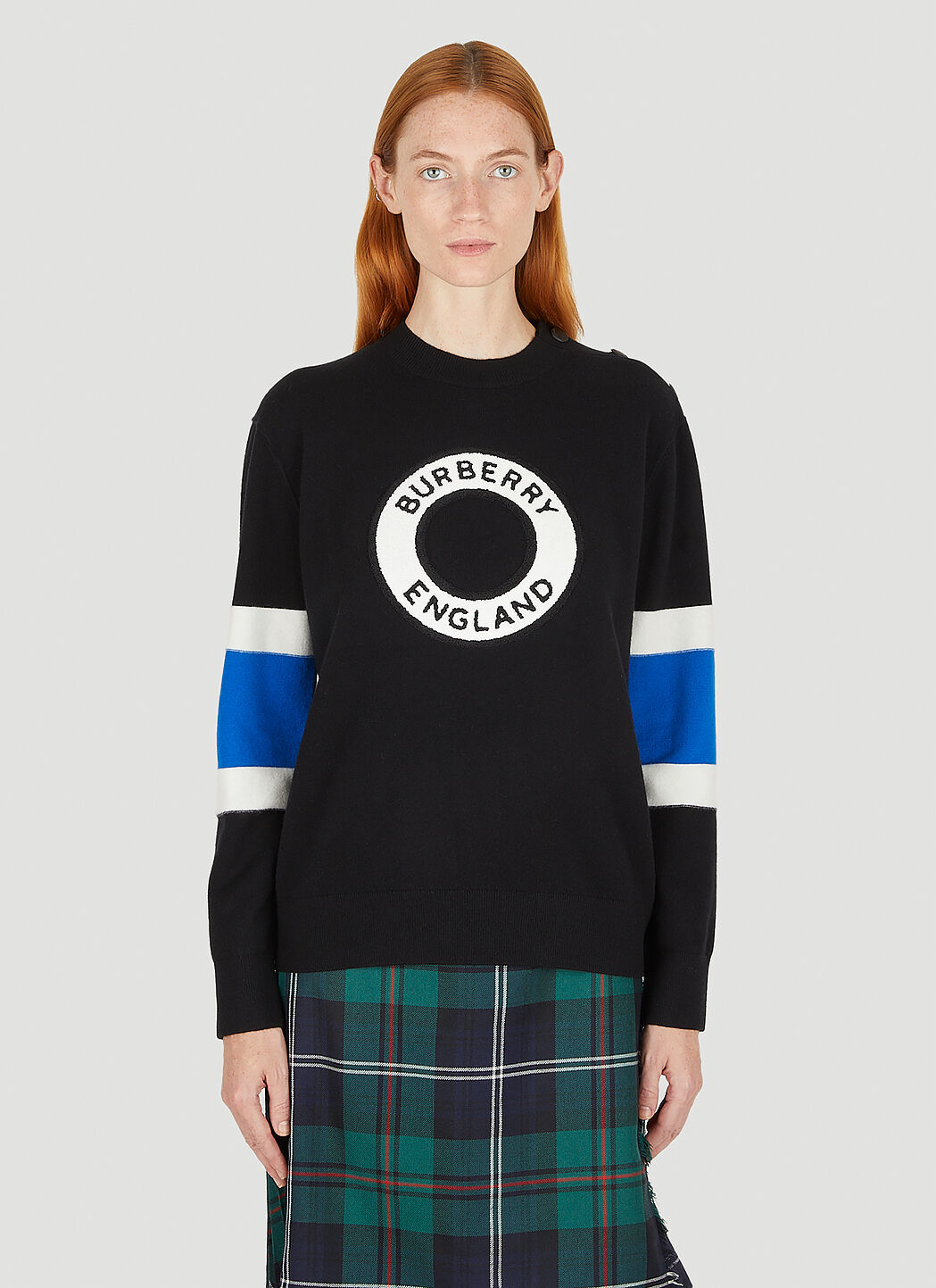Burberry motif intarsia wool cashmere blend sweater shop