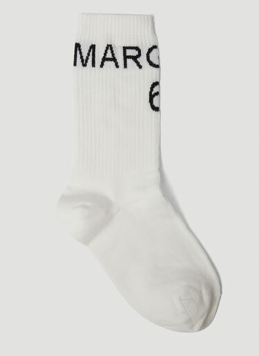 MM6 Maison Margiela Logo Socks White mmm0249024