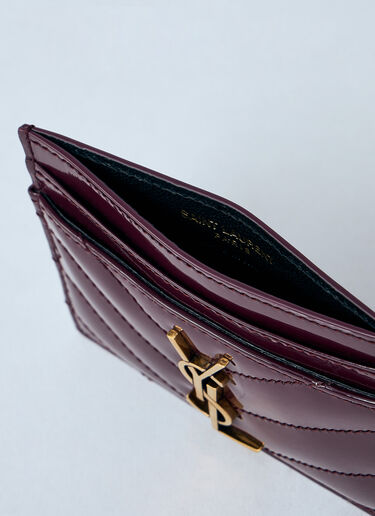 Saint Laurent Logo Plaque Leather Cardholder Red sla0258031