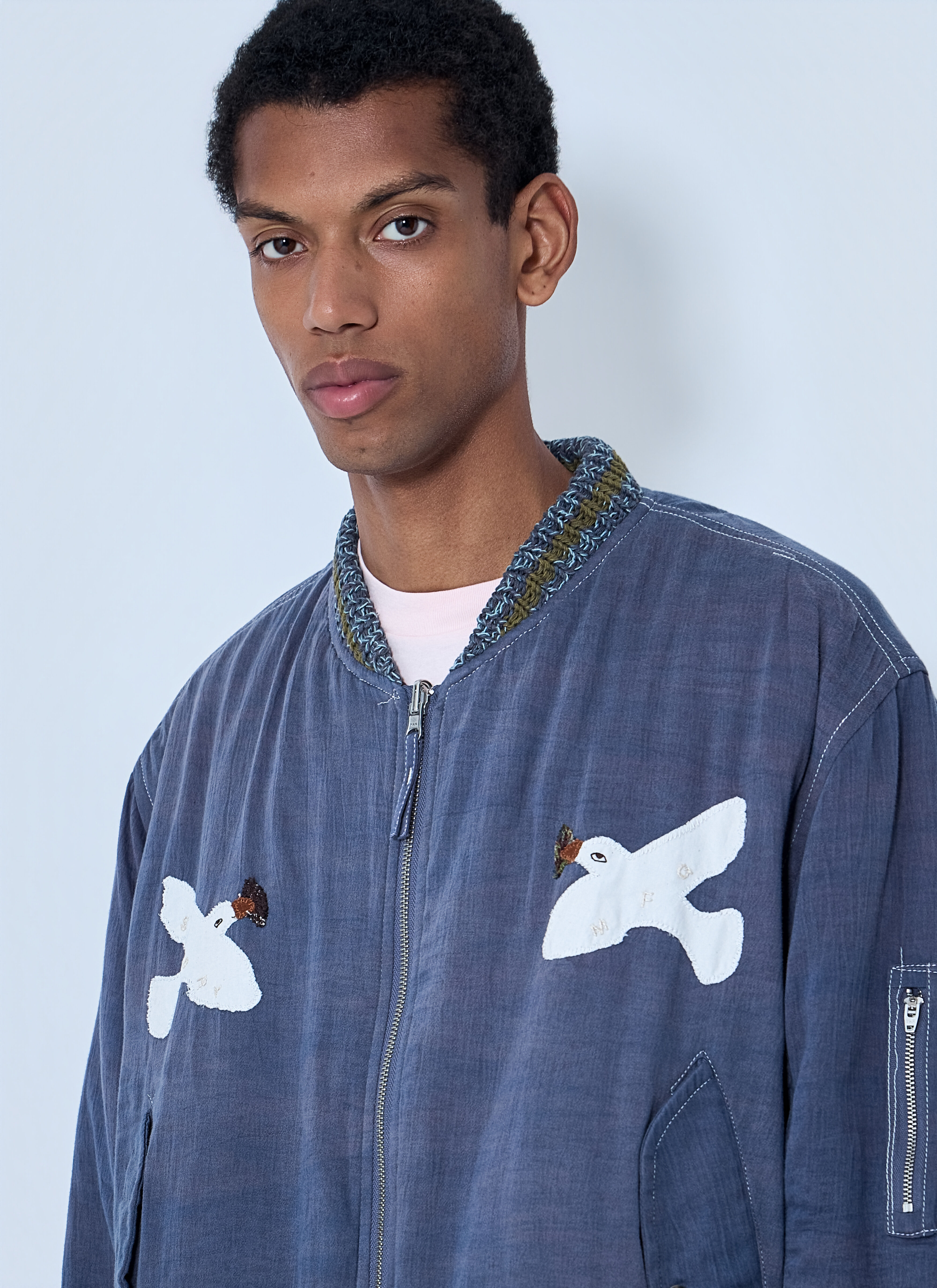 Story MFG Men's' Embroidered Bomber Jacket in Purple | LN-CC®