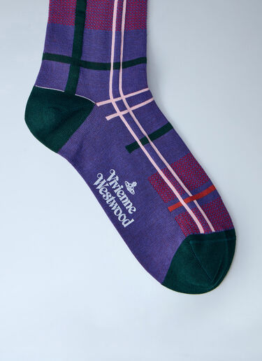 Vivienne Westwood Tartan High Socks Purple vvw0263083