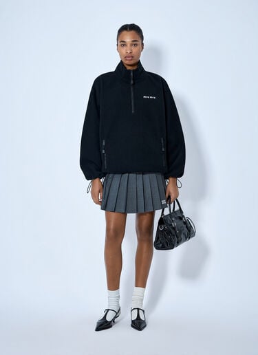 LN-CC® - Miu Miu: Half-Zip Fleece Sweatshirt - Black Miu Miu Half-Zip Fleece Sweatshirt Black miu0366005