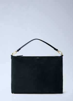 Toteme Medium Bevel Suede Shoulder Bag Black tot0265088