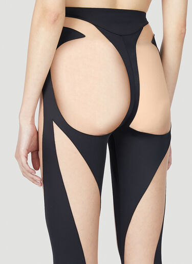 Mugler Sheer Cut Out Leggings Black mug0251004