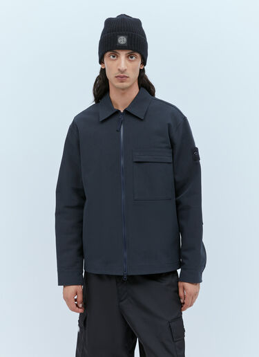 Stone Island Ghost Compass Patch Overshirt Navy sto0154037