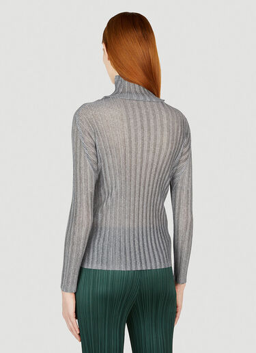 Pleats Please Issey Miyake Rib Pleats High Neck Top Grey plp0252009