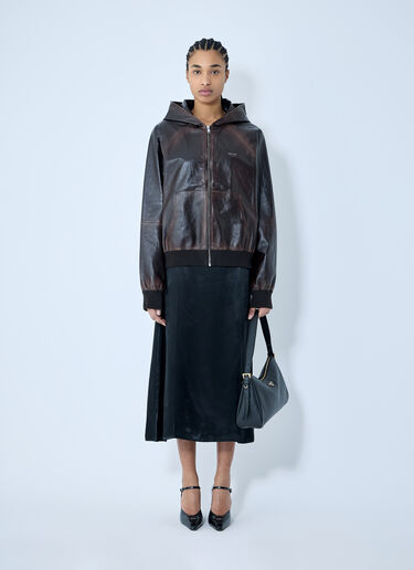 Prada Leather Hooded Jacket Brown pra0360001