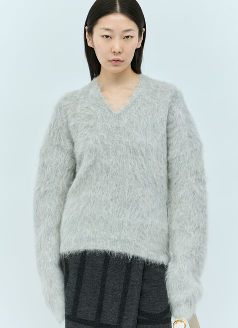 GANNI Petite Alpaca-Blend Knit Sweater Grey gan0255033