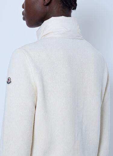 LN-CC® - Moncler: Wool & Cashmere Padded Zip-Up Cardigan - White Moncler Wool & Cashmere Padded Zip-Up Cardigan White mon0266005