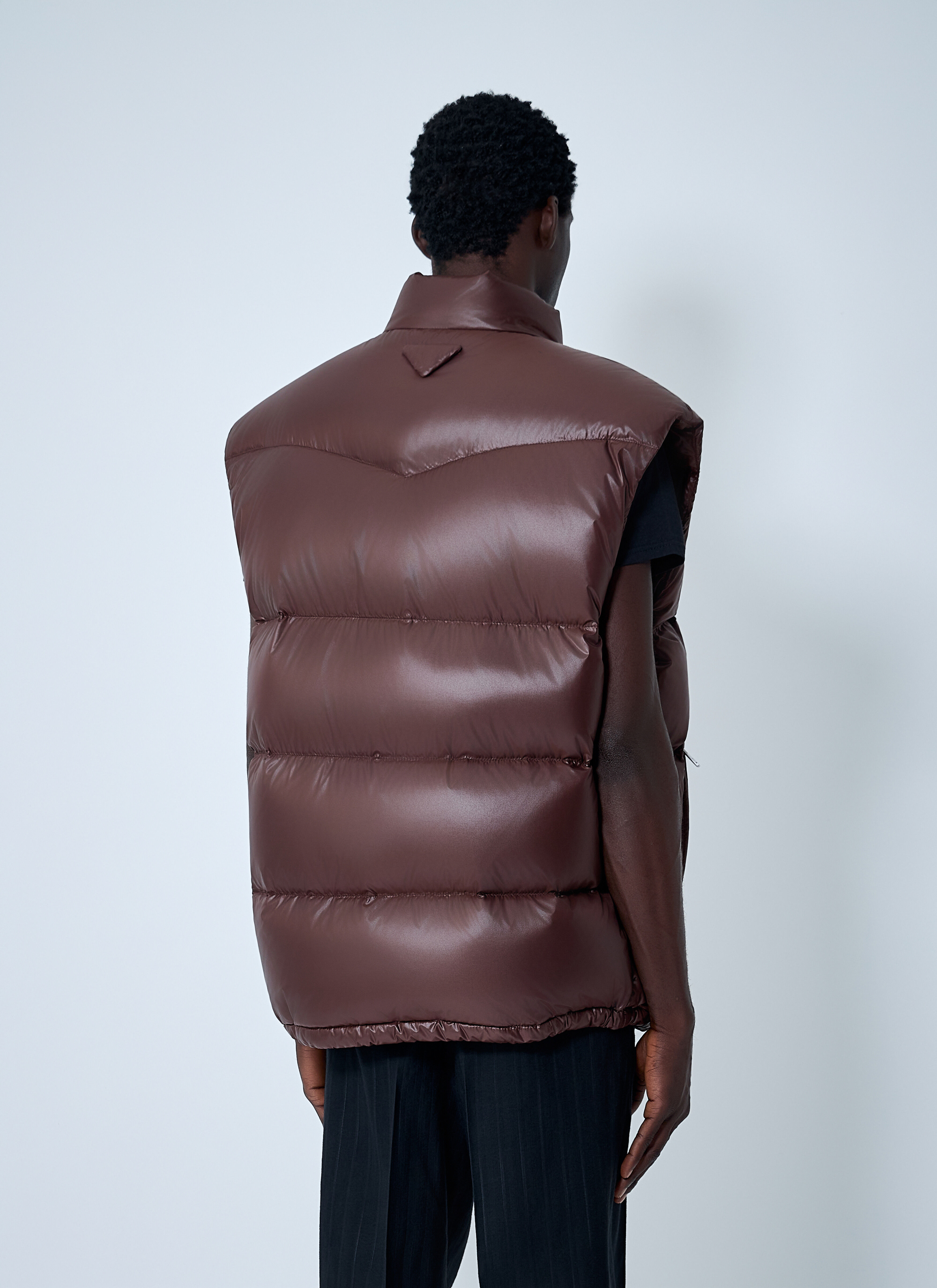Prada Men's' Re-Nylon Down Vest in Brown | LN-CC®