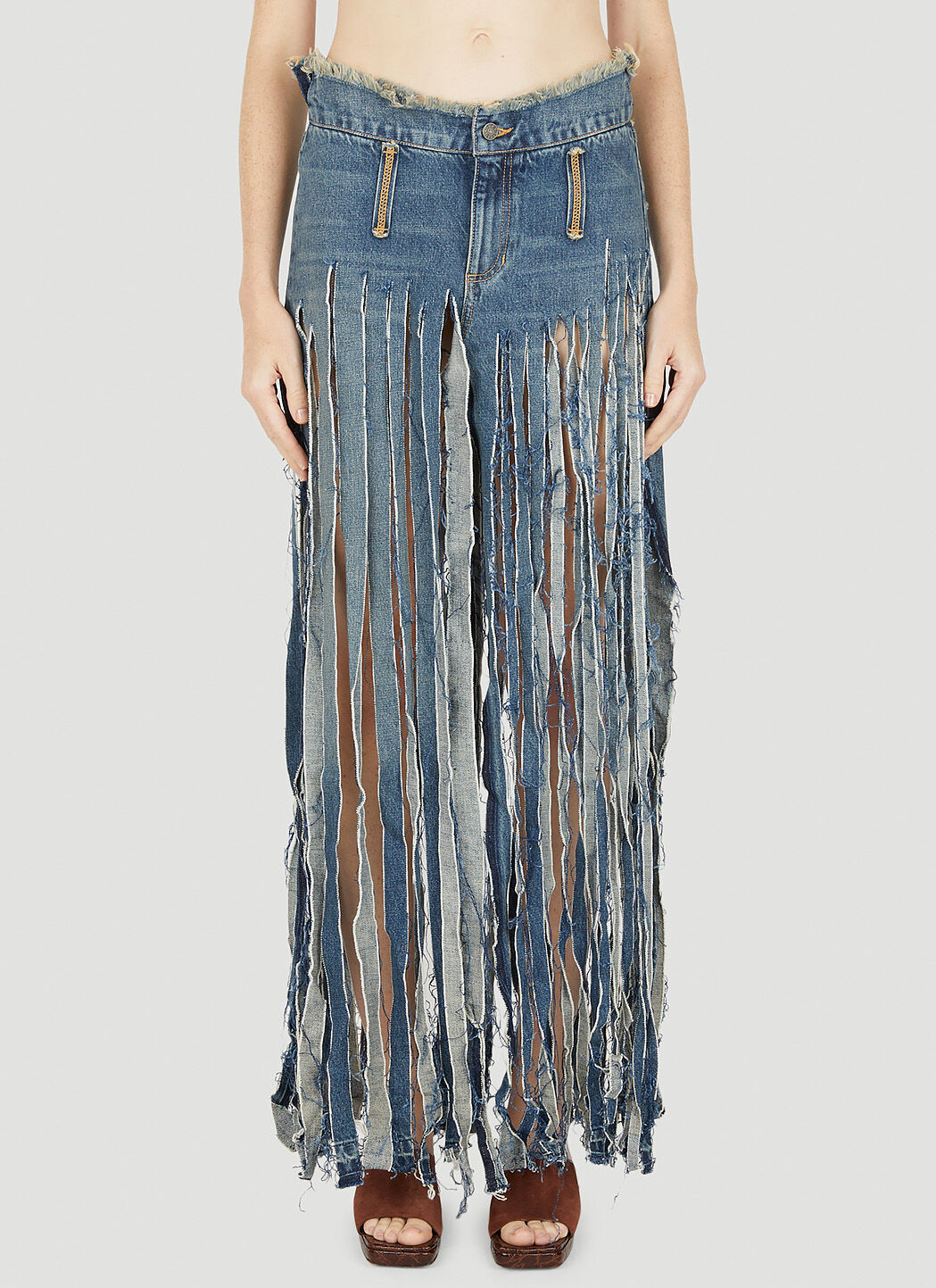Guess USA Fringed Denim Skirt in Blue LN CC