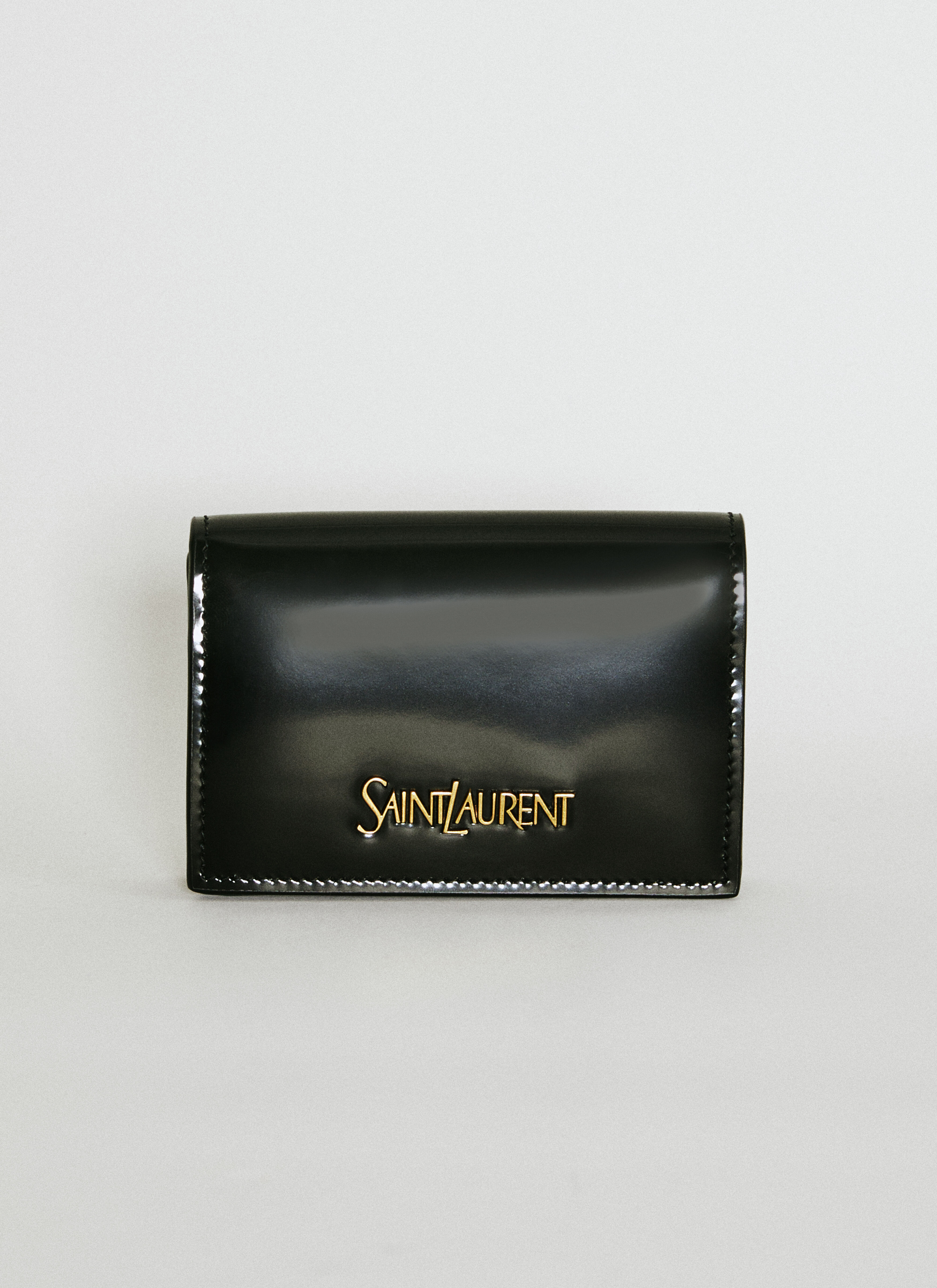 Saint Laurent Brushed Leather Business Card Case Black sla0255096