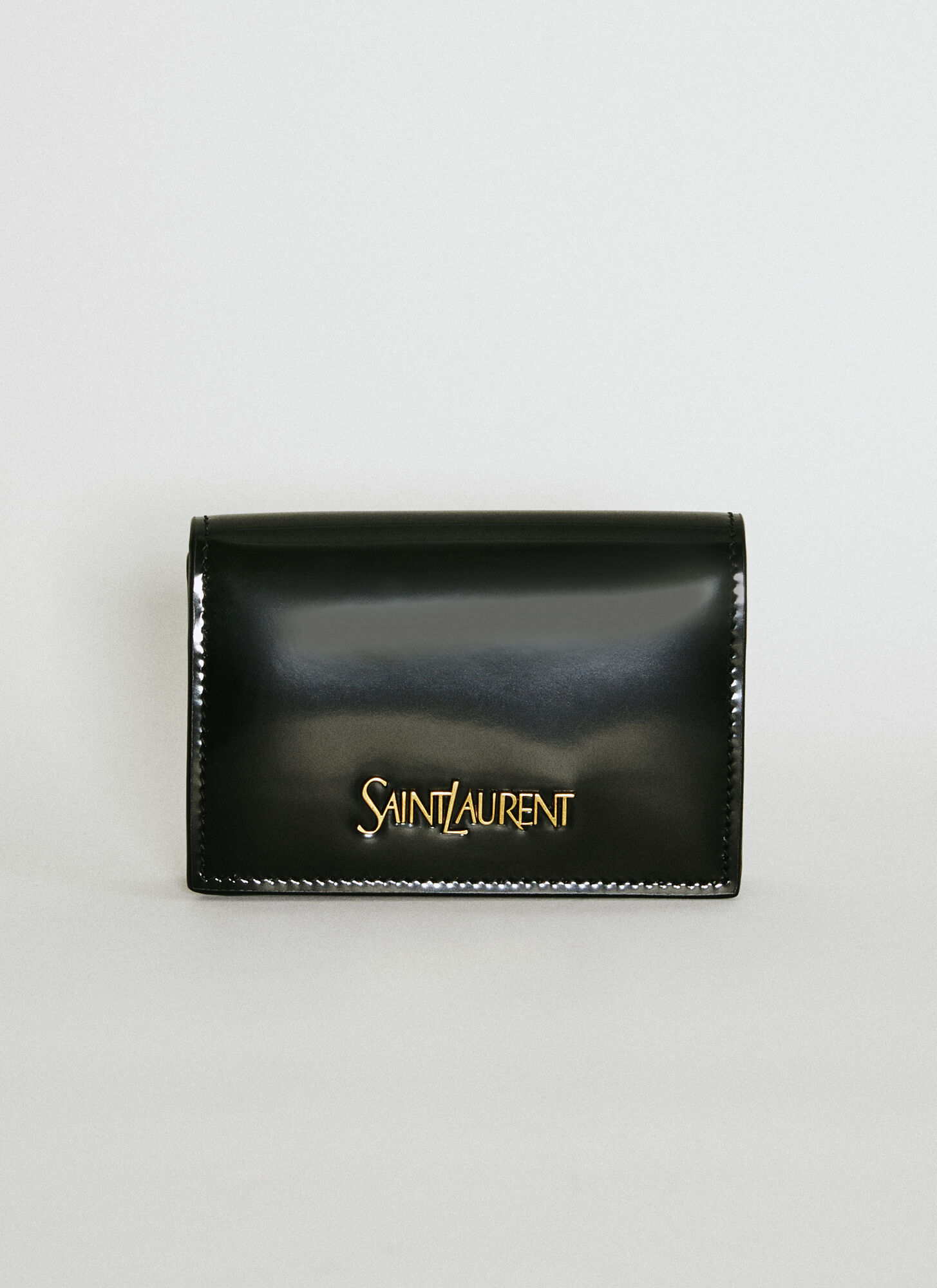 Shop Saint Laurent Brushed Leather Business Card Case In Black