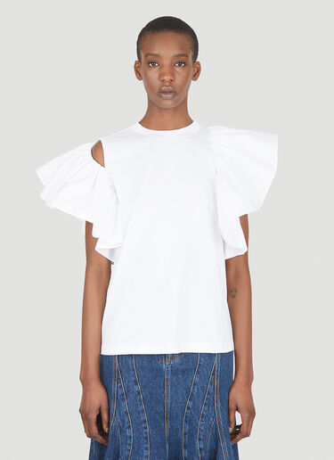 Alexander McQueen Ruffle T-Shirt White amq0247002
