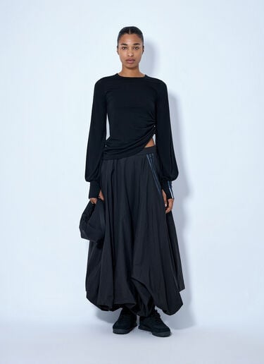 LN-CC® - Y-3: Wool Cinched Drape Longsleeve T-Shirt - Black Y-3 Wool Cinched Drape Longsleeve T-Shirt Black yyy0265004