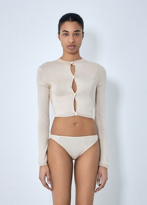 SKIN SERIES Long Sleeve Knit Cardigan Beige sks0264004