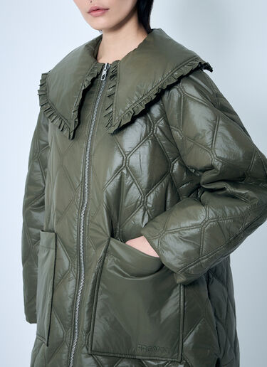 GANNI Shiny Quilt Jacket Green gan0259023