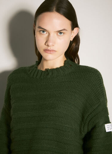 MM6 Maison Margiela Cropped Crewneck Sweater Green mmm0257006