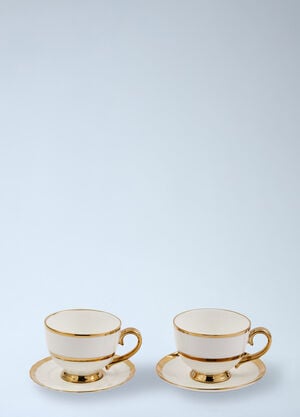 POLSPOTTEN Set Of Two Golden Finds Teacups White wps0691993
