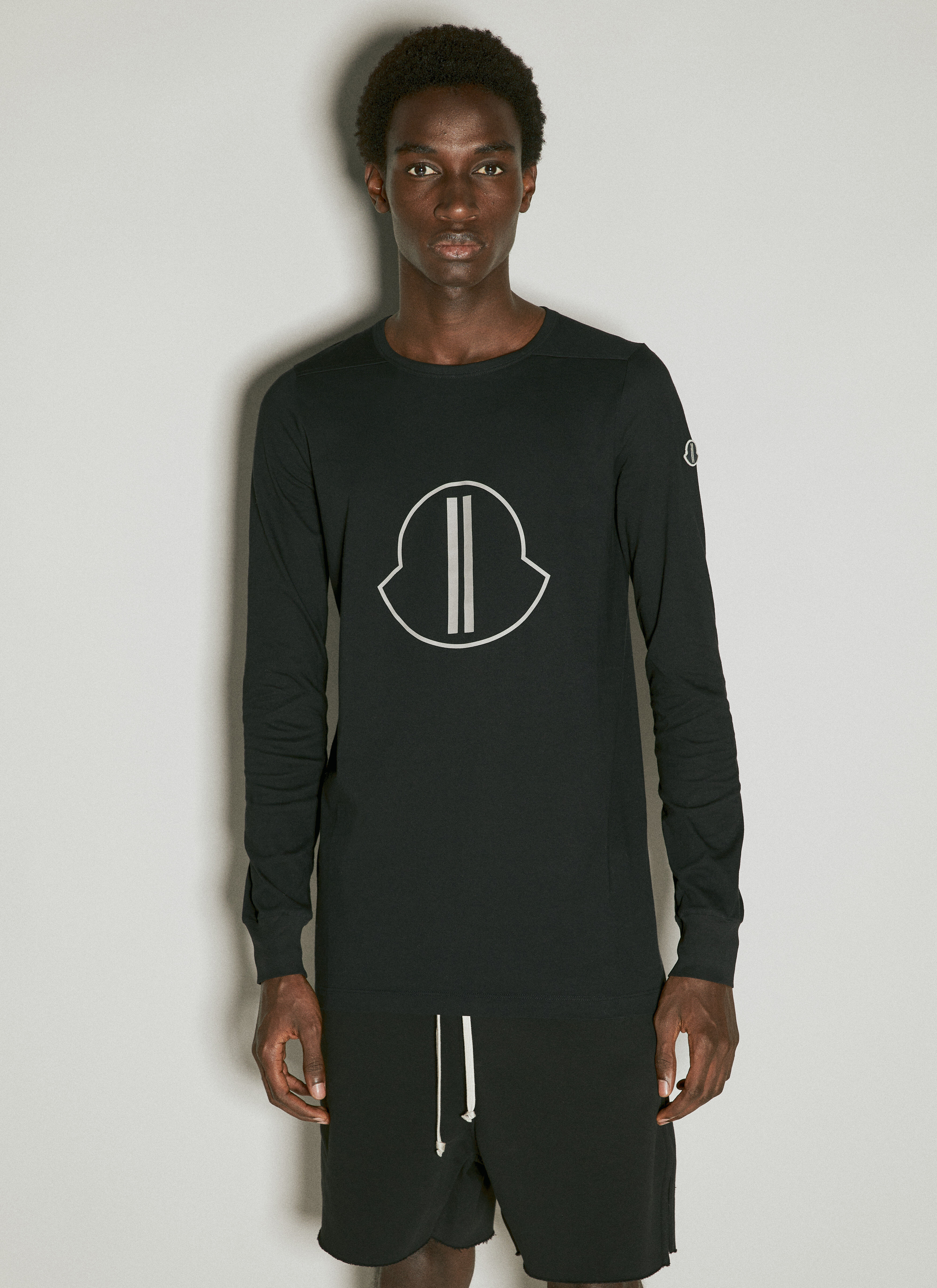 Moncler x Roc Nation designed by Jay-Z 徽标贴花长袖 T 恤 黑色 mrn0156002