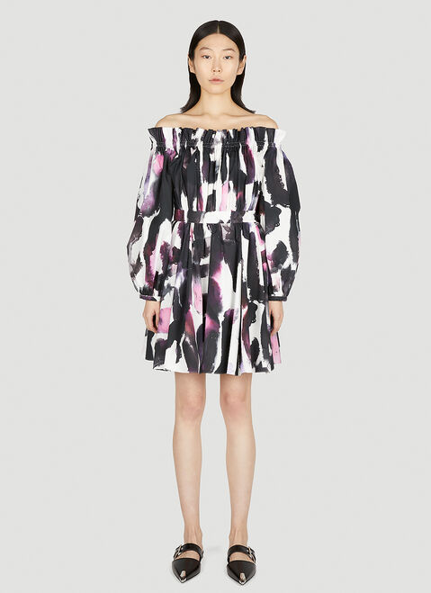 Alexander McQueen Painted Pleated Dress Black amq0249030