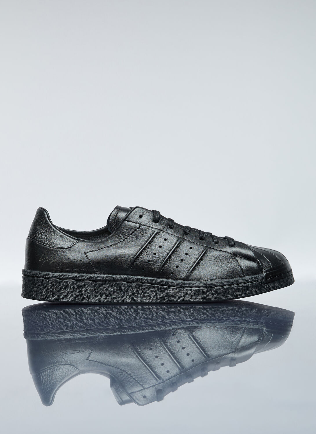 Shop Y-3 Superstar Leather Sneaker In Black